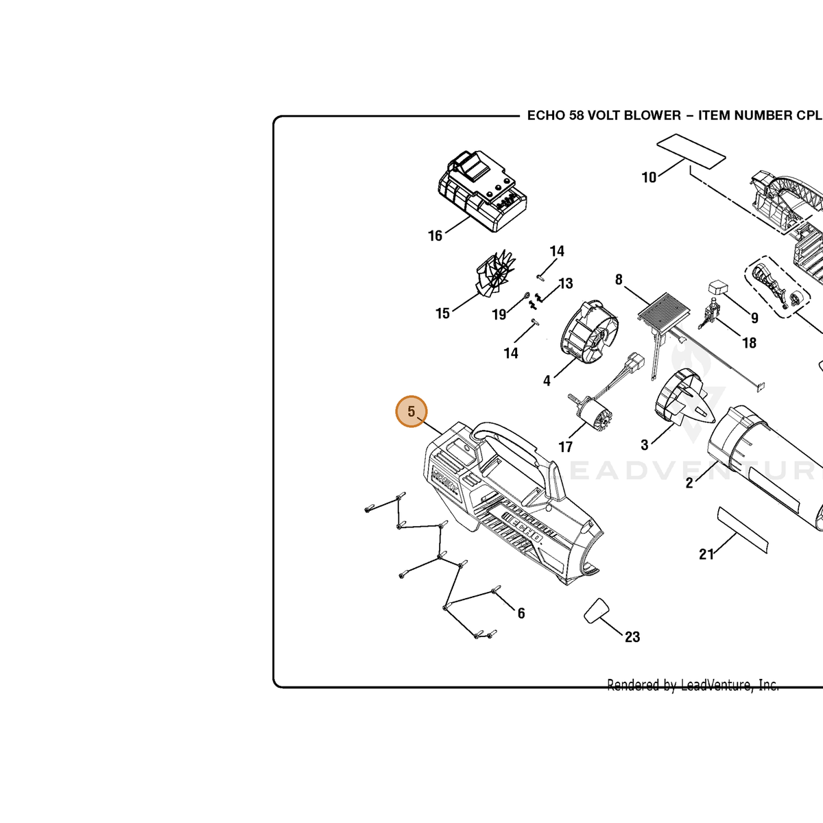 ECHO part 312508001 — IPL diagram snippet (6x zoom, amber highlight)