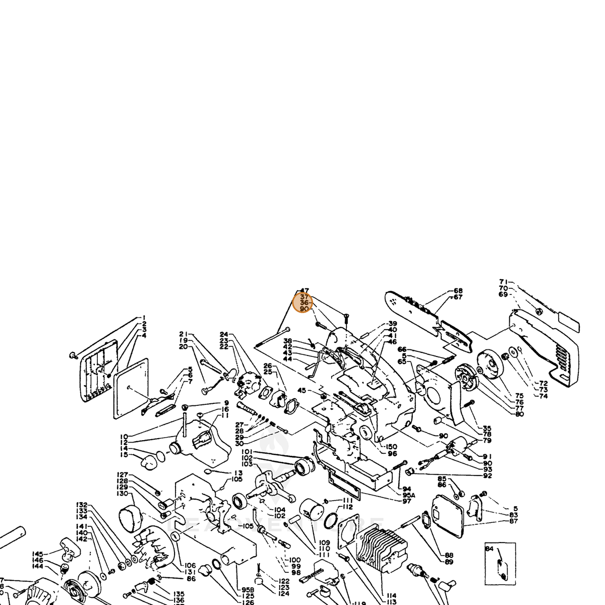 ECHO part 35100013932 — IPL diagram snippet (6x zoom, amber highlight)