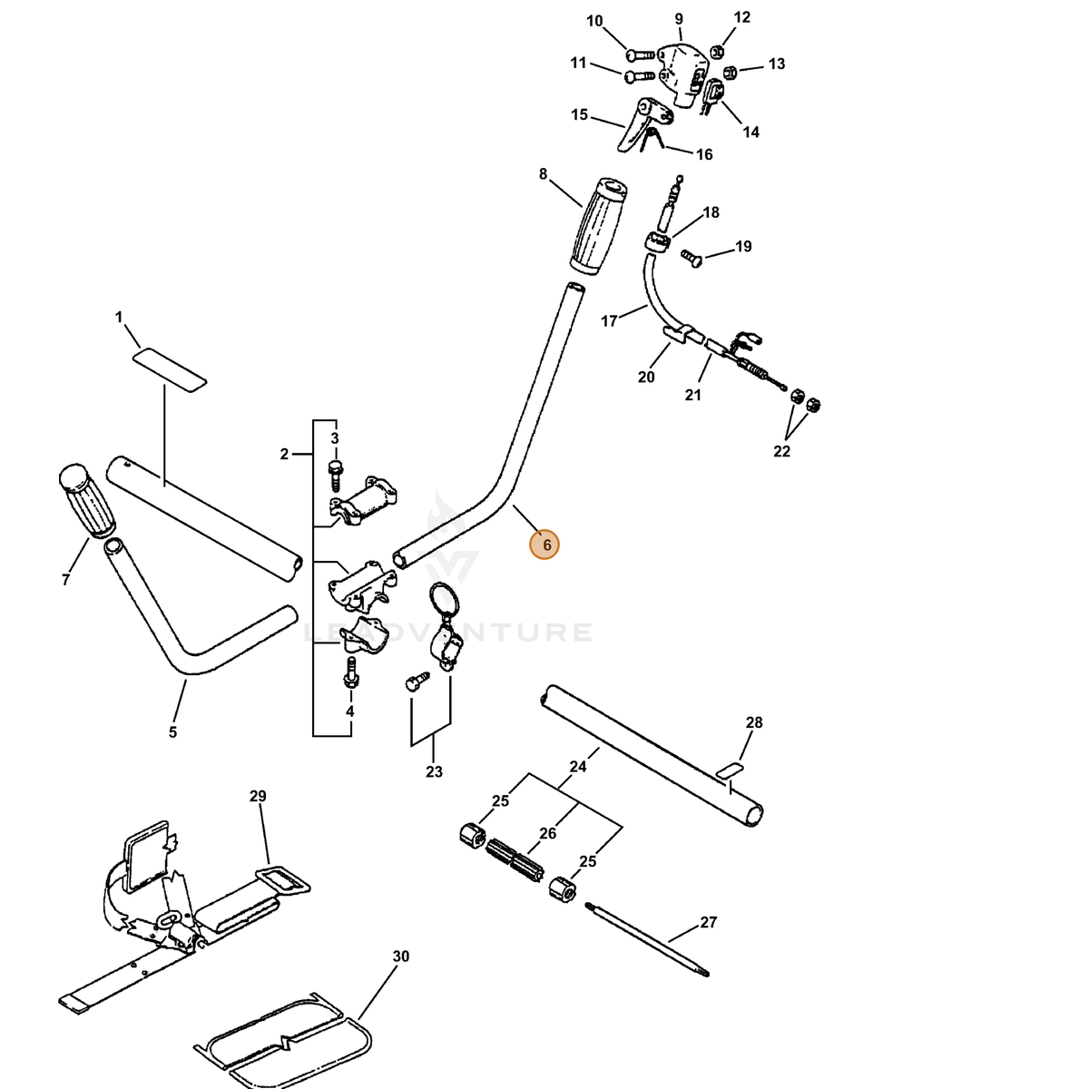 ECHO part 35101005530 — IPL diagram snippet (6x zoom, amber highlight)