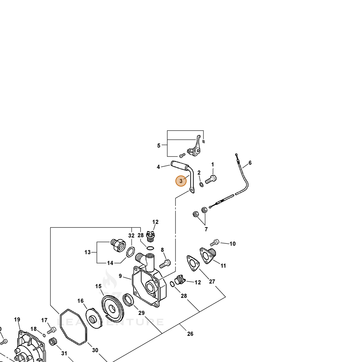 ECHO part 35101012620 — IPL diagram snippet (6x zoom, amber highlight)