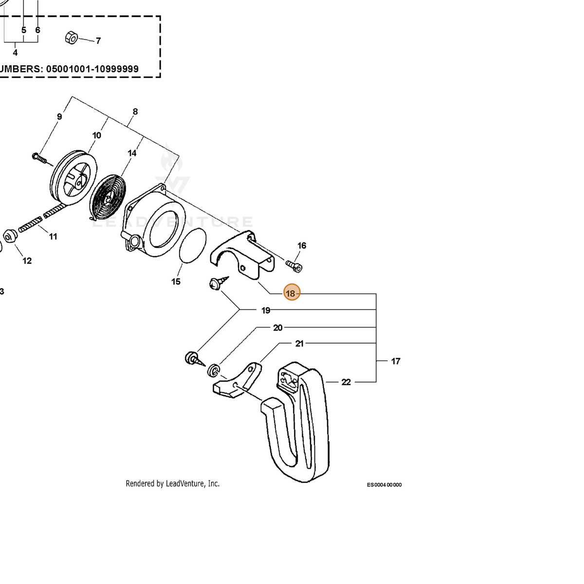 ECHO part 35101105060 — IPL diagram snippet (6x zoom, amber highlight)