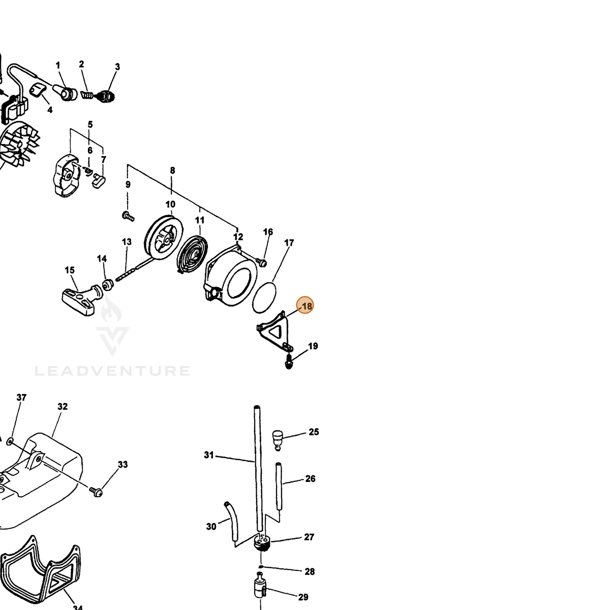 ECHO part 35101105560 — IPL diagram snippet (6x zoom, amber highlight)