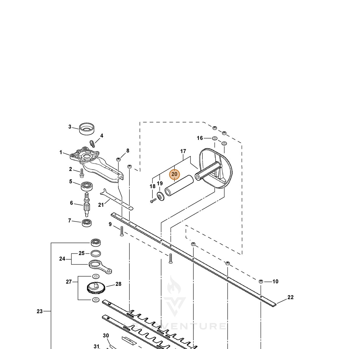 ECHO part 35101207361 — IPL diagram snippet (6x zoom, amber highlight)