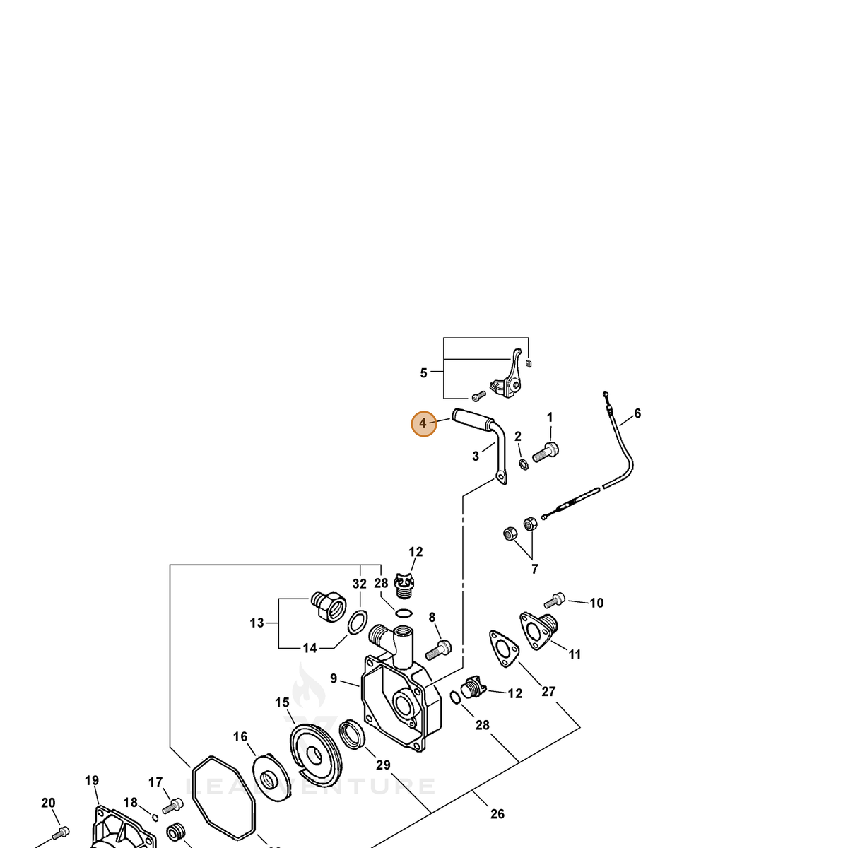 ECHO part 35101212620 — IPL diagram snippet (6x zoom, amber highlight)