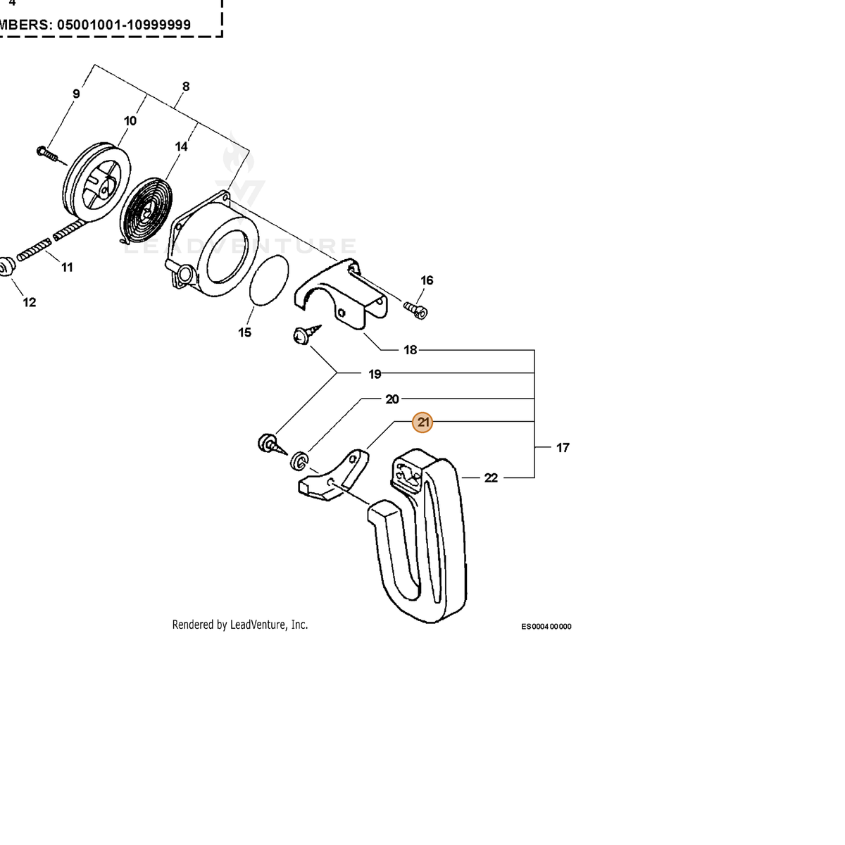 ECHO part 35102805060 — IPL diagram snippet (6x zoom, amber highlight)