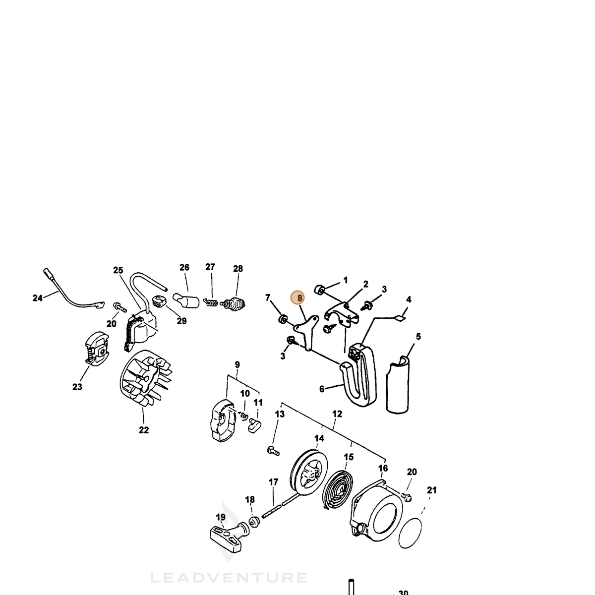 ECHO part 35102854330 — IPL diagram snippet (6x zoom, amber highlight)