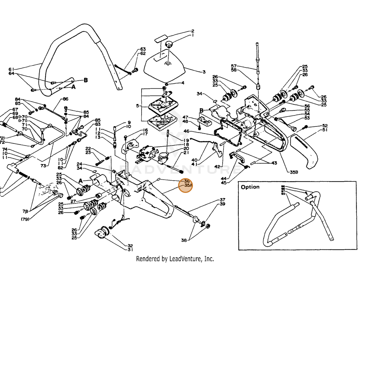 ECHO part 35110014732 — IPL diagram snippet (6x zoom, amber highlight)