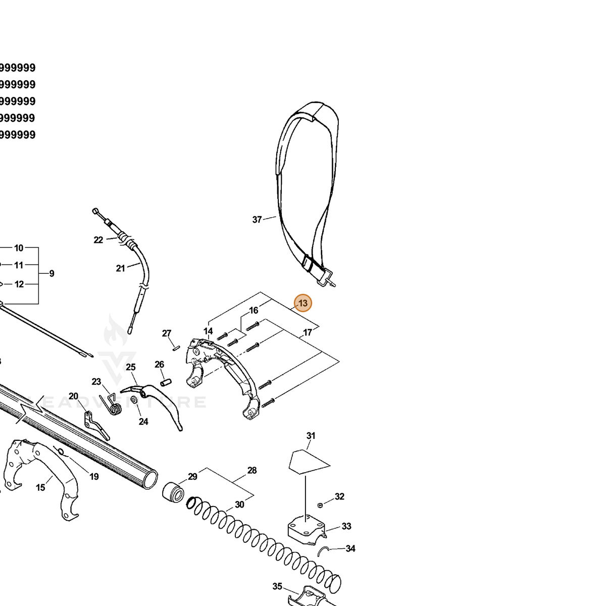 ECHO part 35110022363 — IPL diagram snippet (6x zoom, amber highlight)