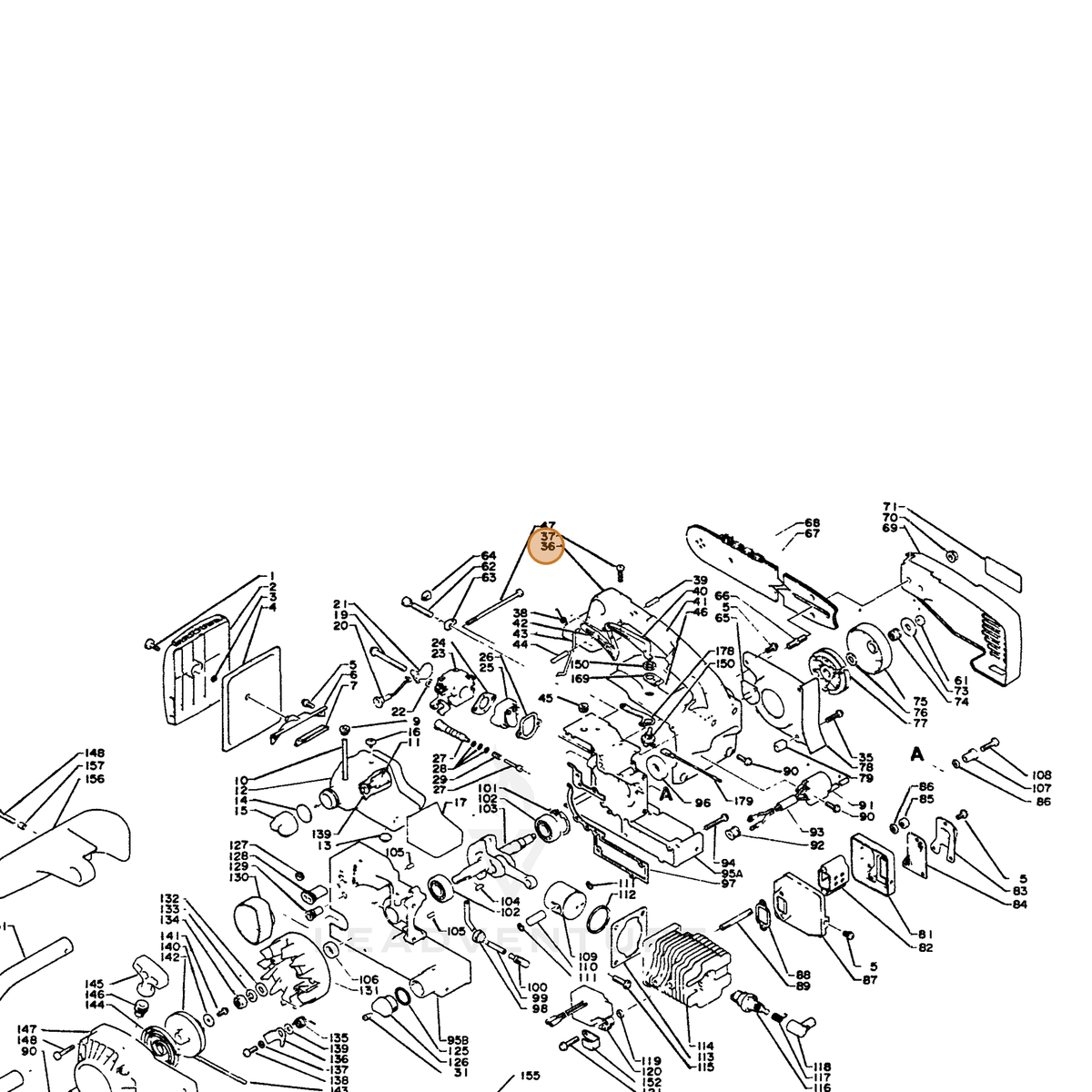 ECHO part 35110113932 — IPL diagram snippet (6x zoom, amber highlight)