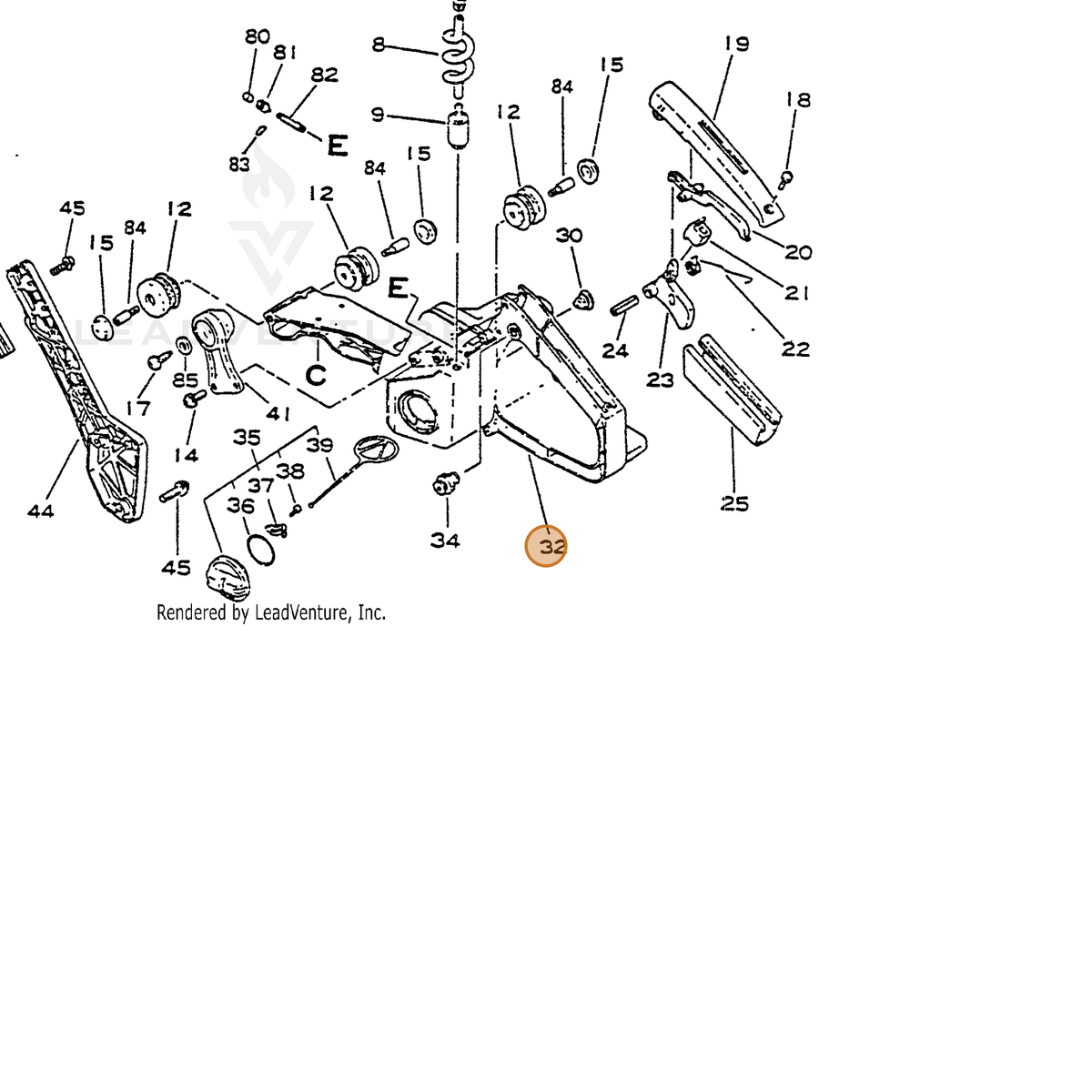 ECHO part 35110338134 — IPL diagram snippet (6x zoom, amber highlight)