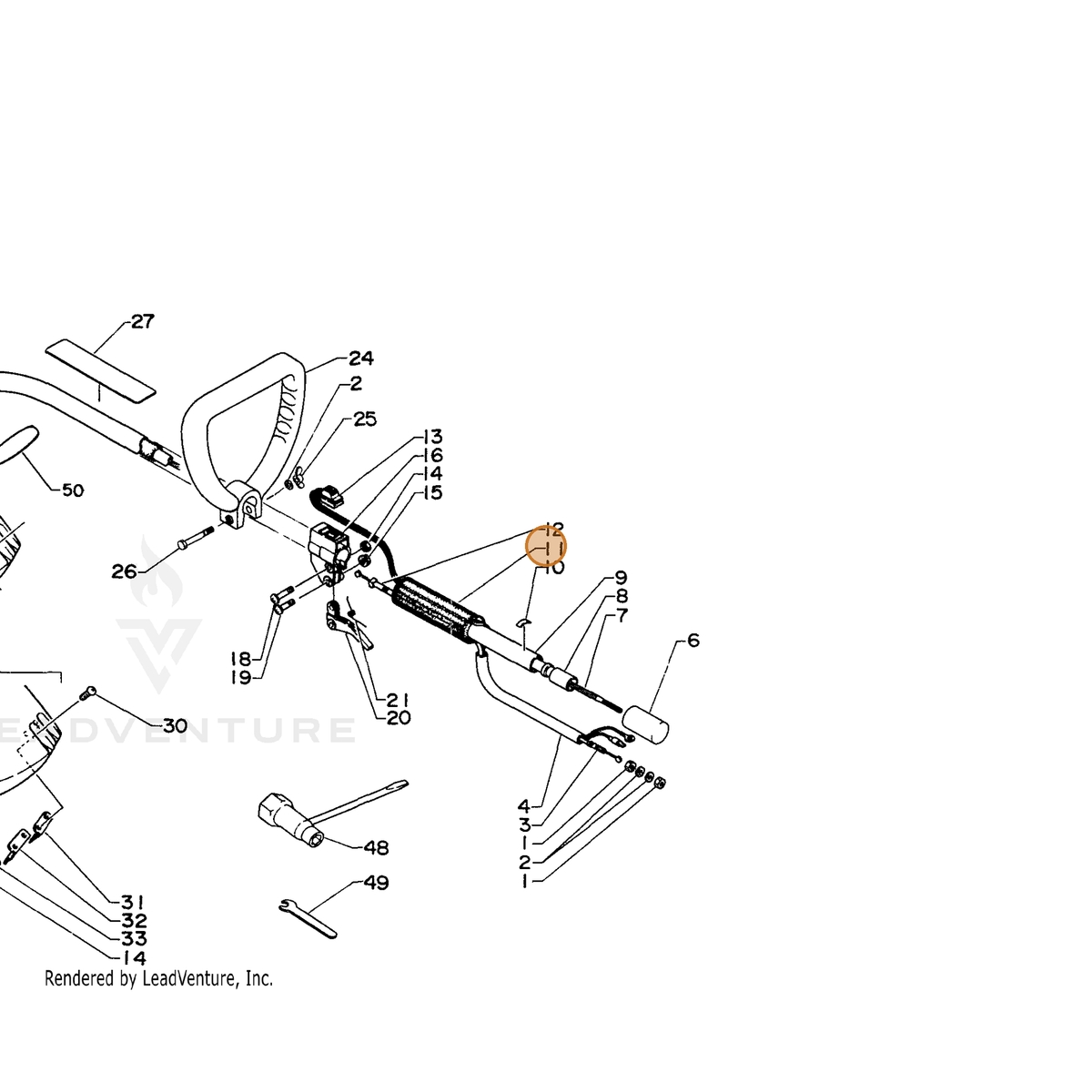 ECHO part 35111144530 — IPL diagram snippet (6x zoom, amber highlight)