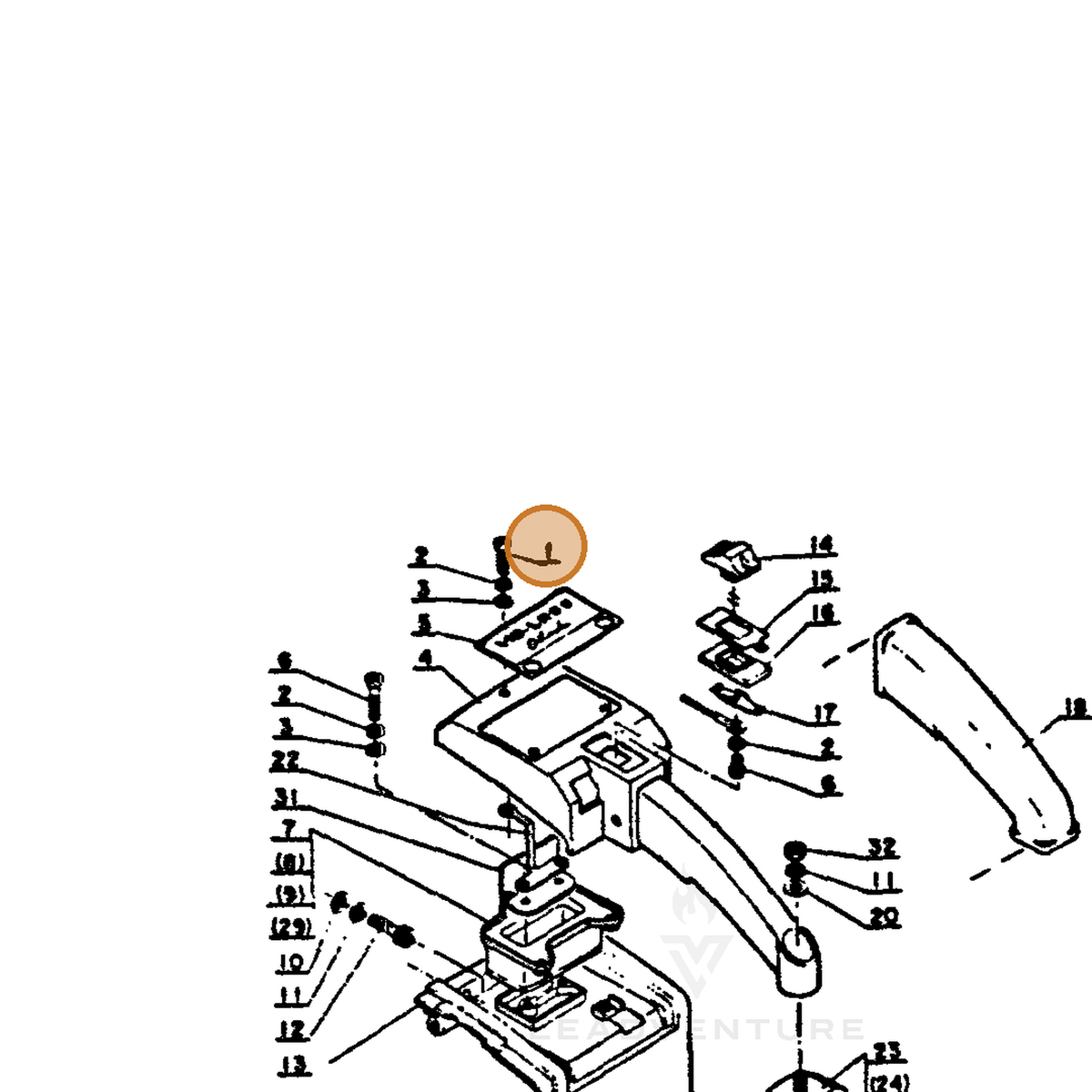 ECHO part 35112203430 — IPL diagram snippet (6x zoom, amber highlight)