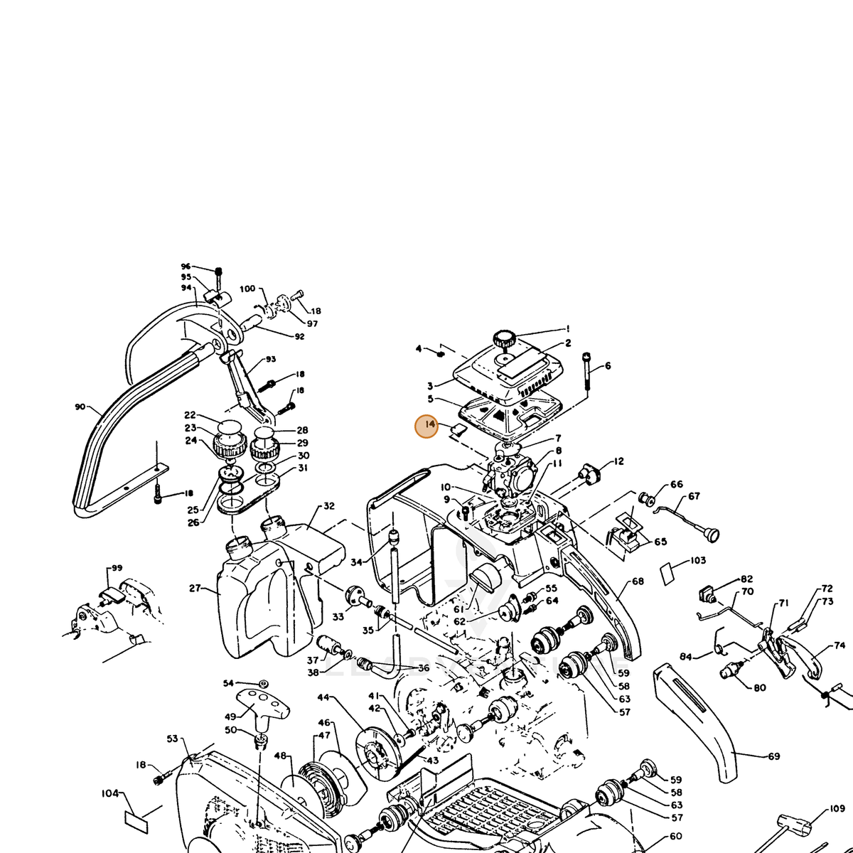 ECHO part 35113712330 — IPL diagram snippet (6x zoom, amber highlight)
