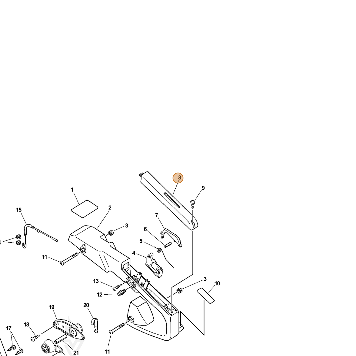 ECHO part 35115539430 — IPL diagram snippet (6x zoom, amber highlight)