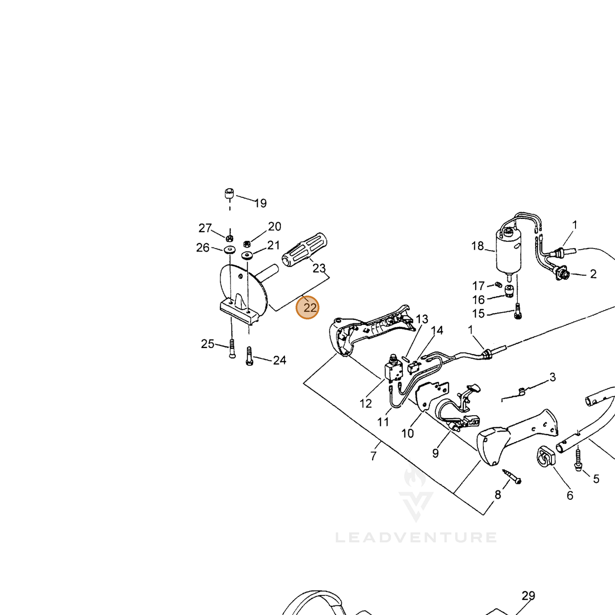 ECHO part 35120020061 — IPL diagram snippet (6x zoom, amber highlight)