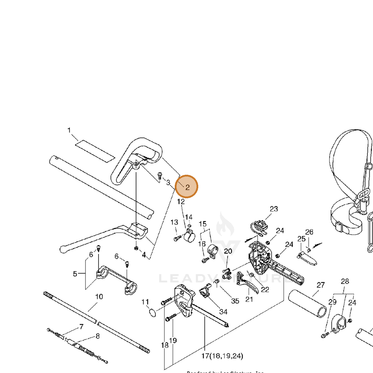 ECHO part 35120155630 — IPL diagram snippet (6x zoom, amber highlight)