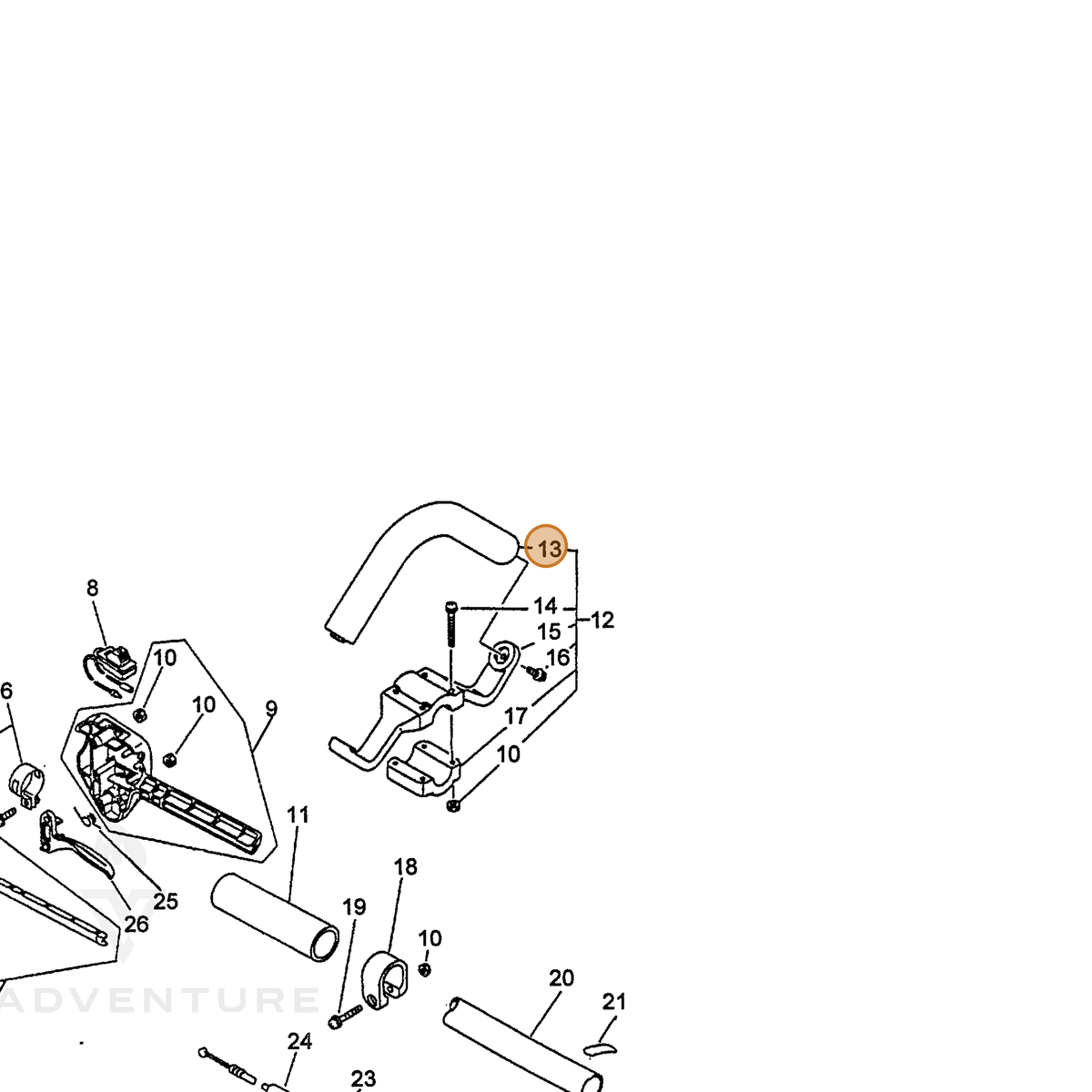 ECHO part 35120507131 — IPL diagram snippet (6x zoom, amber highlight)