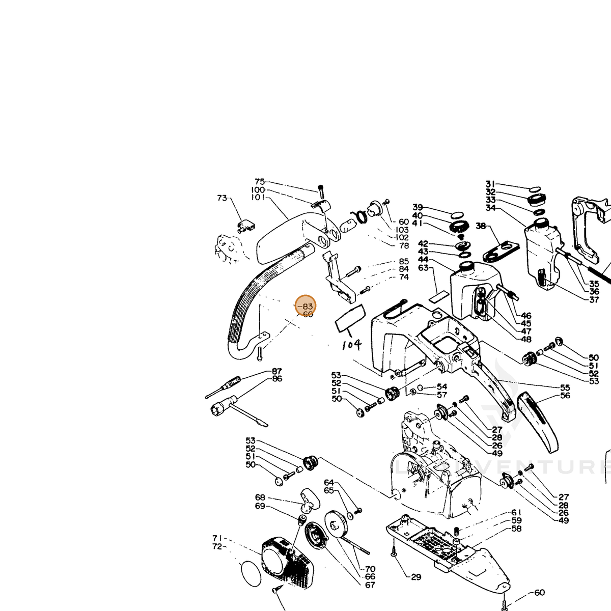 ECHO part 35120515130 — IPL diagram snippet (6x zoom, amber highlight)