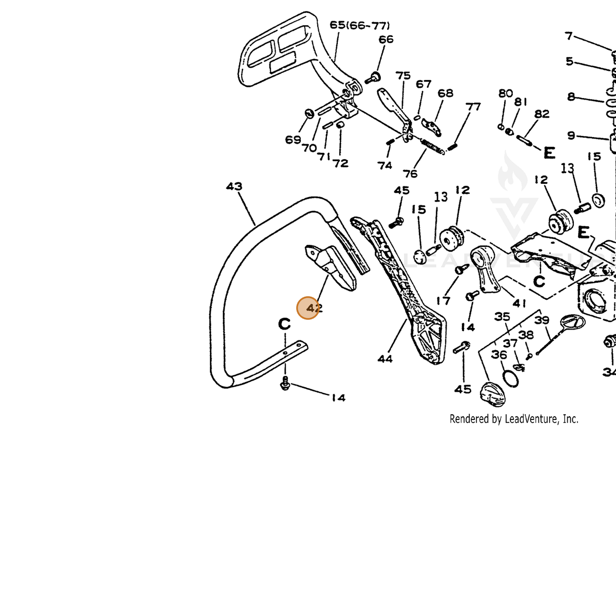 ECHO part 35120732330 — IPL diagram snippet (6x zoom, amber highlight)