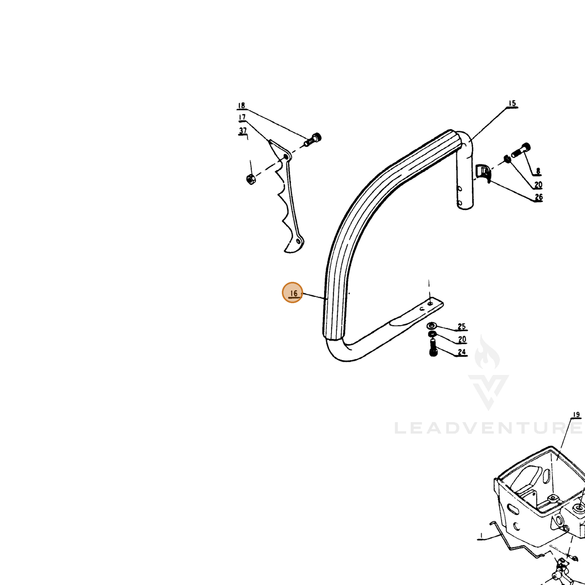 ECHO part 35121300230 — IPL diagram snippet (6x zoom, amber highlight)