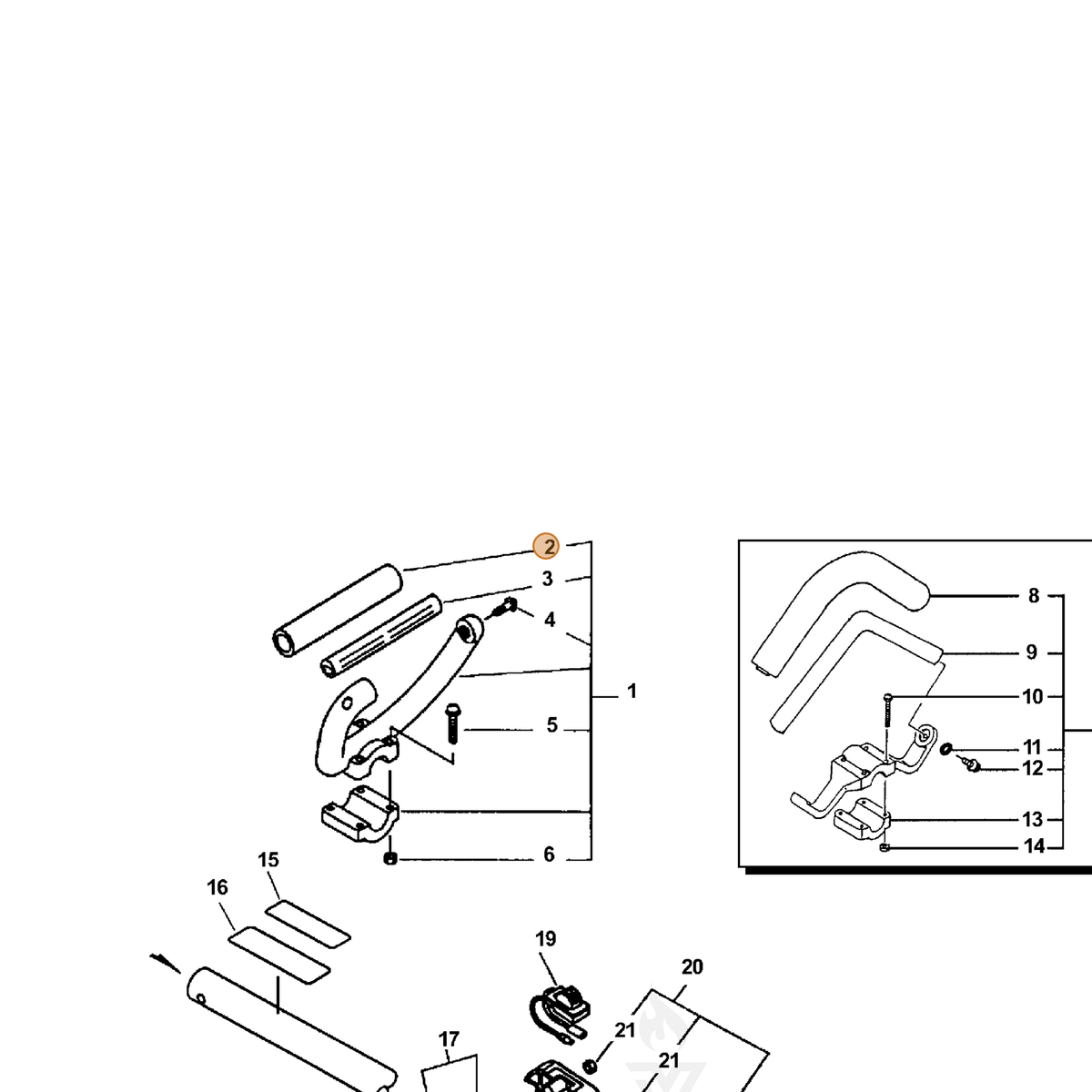 ECHO part 35121351730 — IPL diagram snippet (6x zoom, amber highlight)