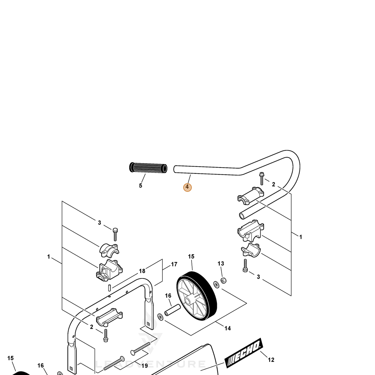 ECHO part 35121425560 — IPL diagram snippet (6x zoom, amber highlight)