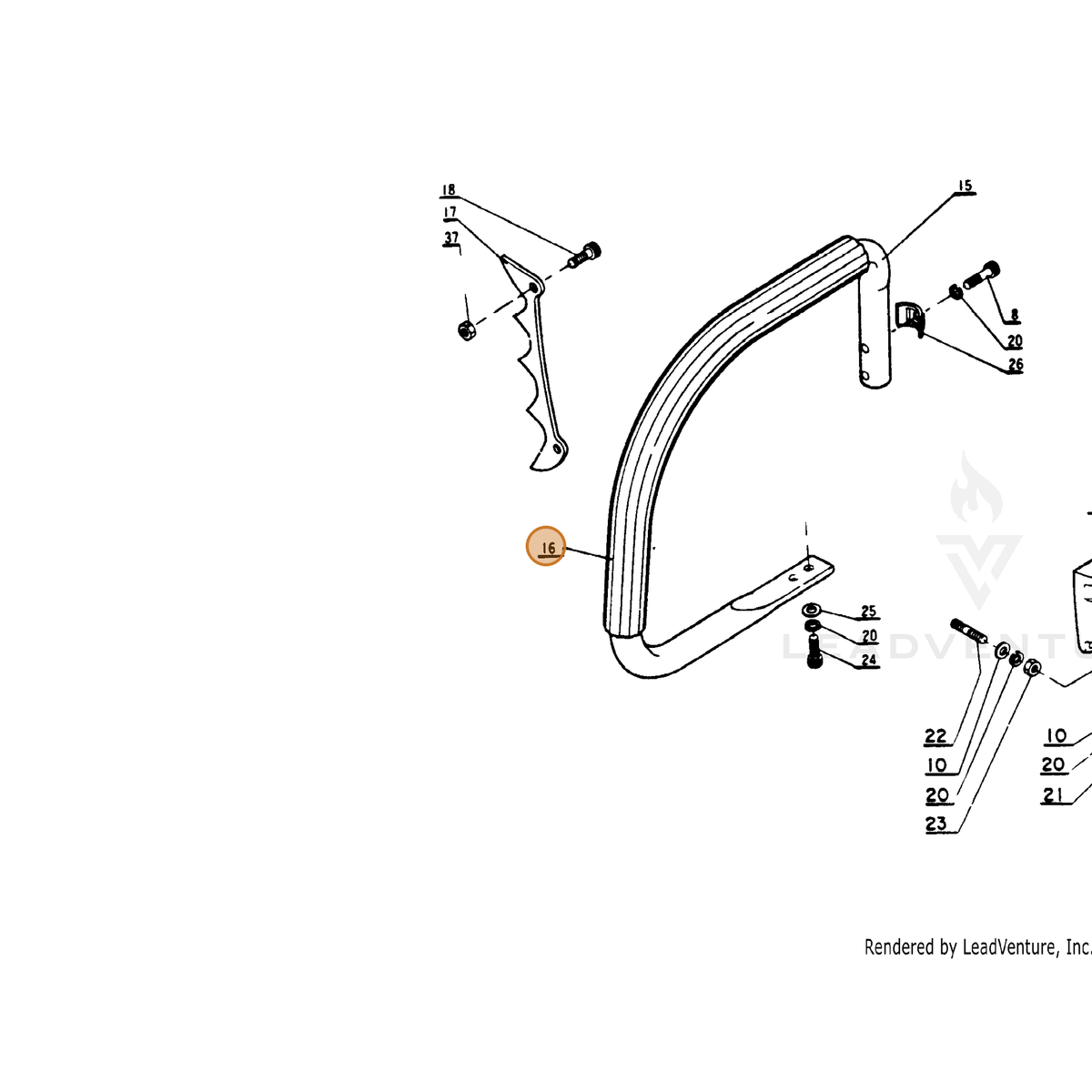 ECHO part 35121600130 — IPL diagram snippet (6x zoom, amber highlight)