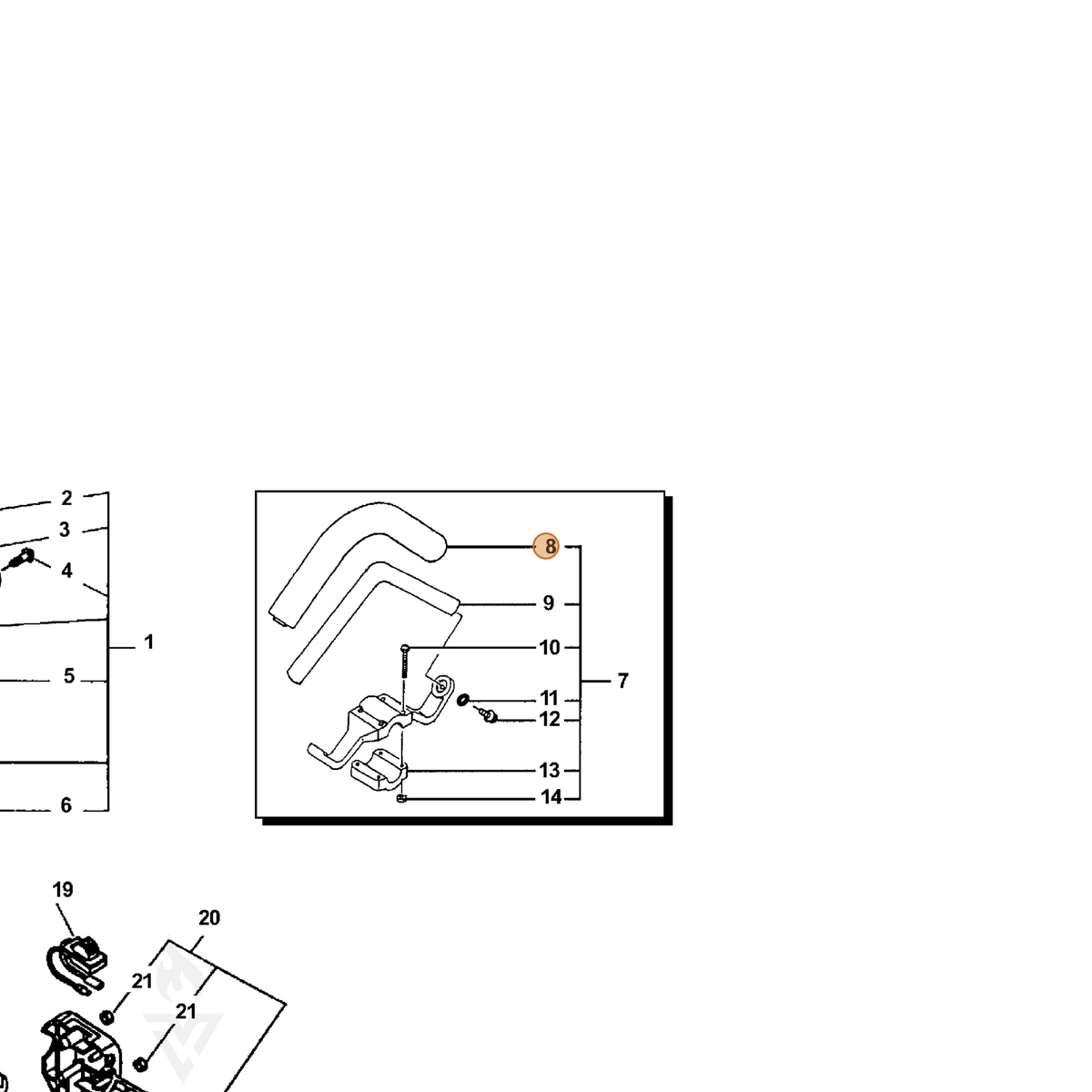 ECHO part 35121666230 — IPL diagram snippet (6x zoom, amber highlight)
