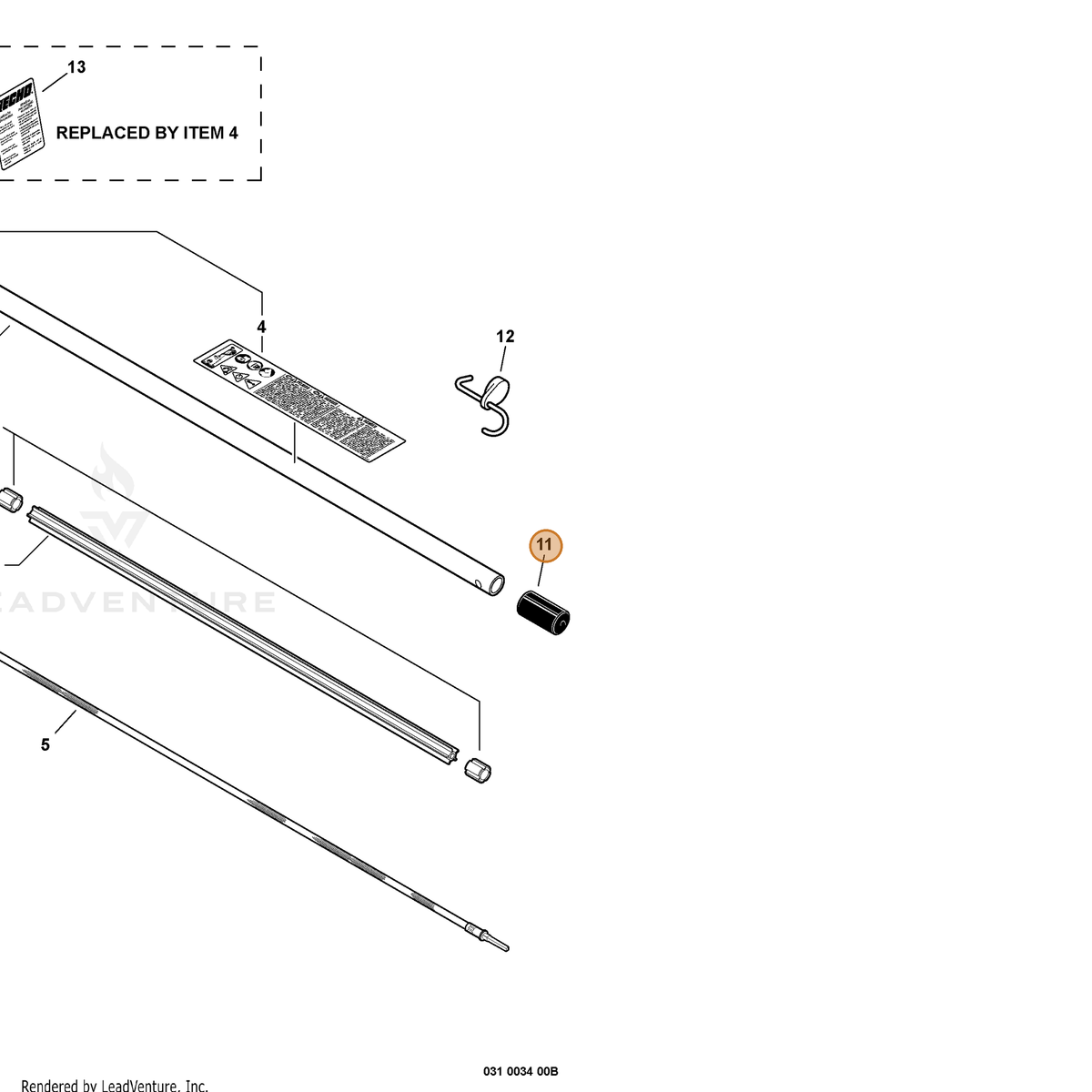 ECHO part 35122301130 — IPL diagram snippet (6x zoom, amber highlight)