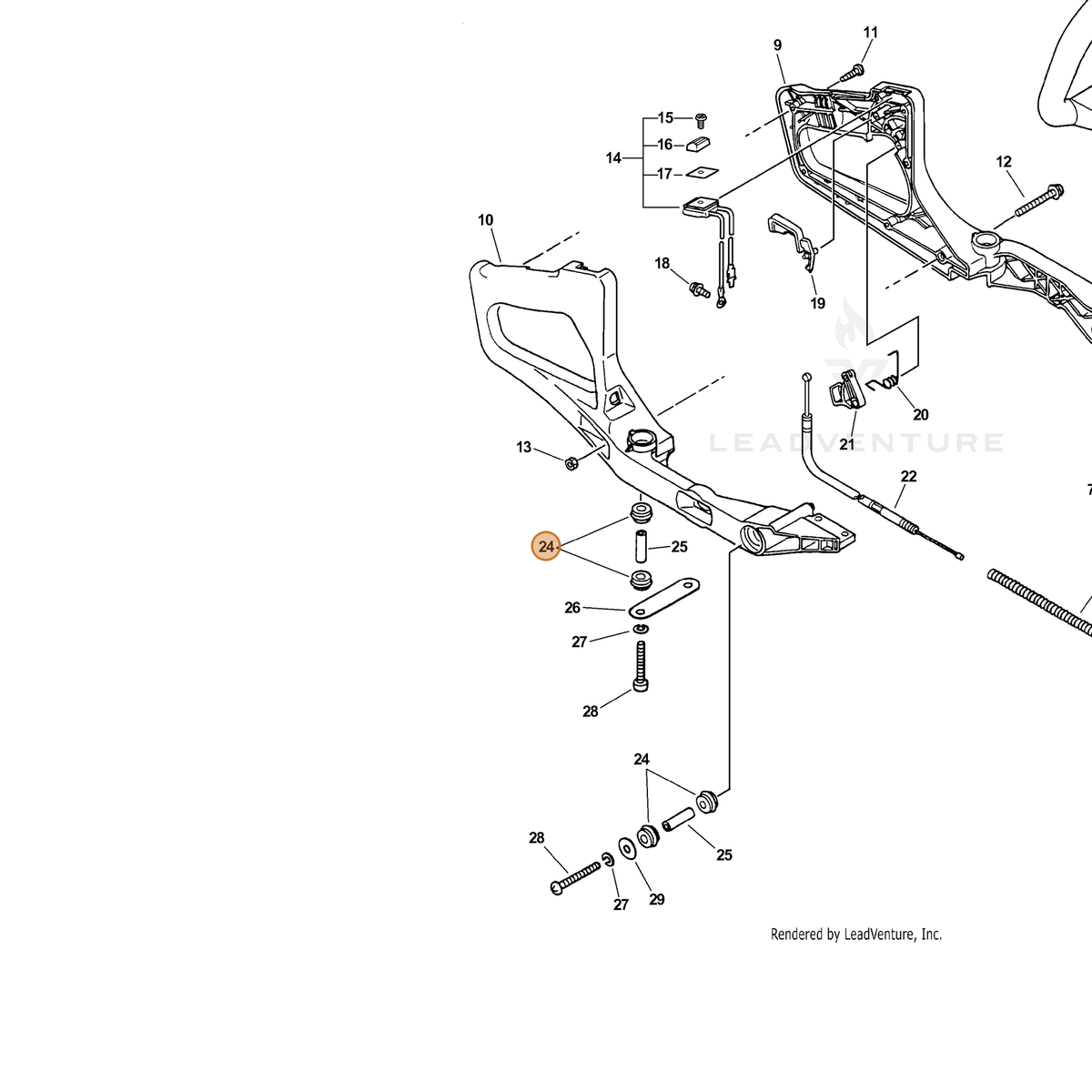 ECHO part 35122806960 — IPL diagram snippet (6x zoom, amber highlight)
