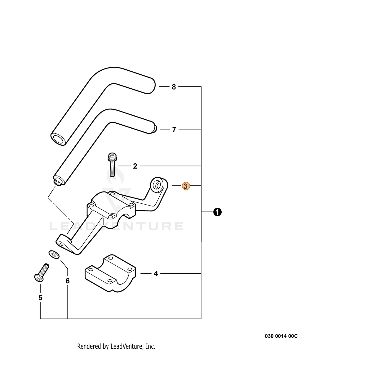 ECHO part 35123266230 — IPL diagram snippet (6x zoom, amber highlight)