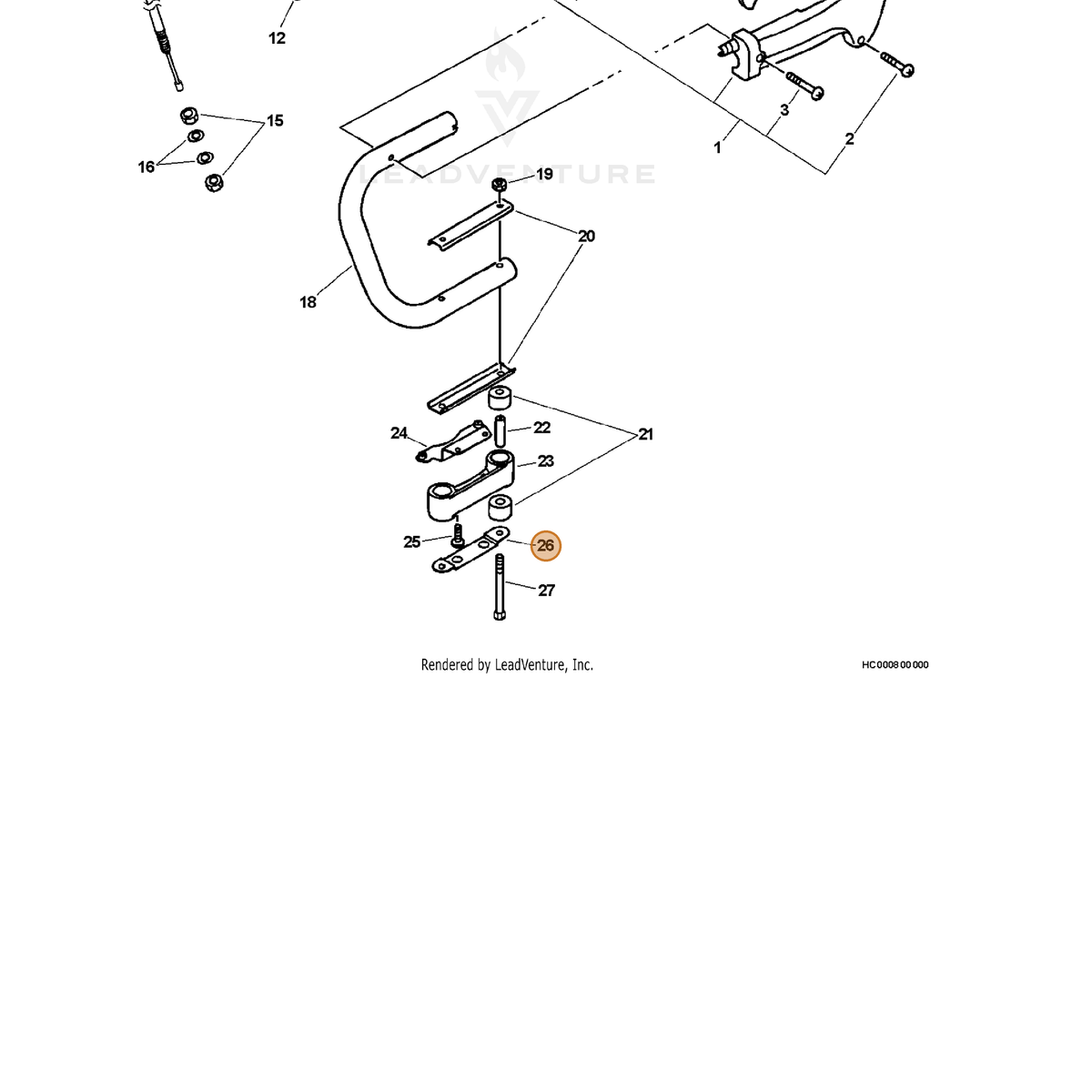 ECHO part 35124201261 — IPL diagram snippet (6x zoom, amber highlight)