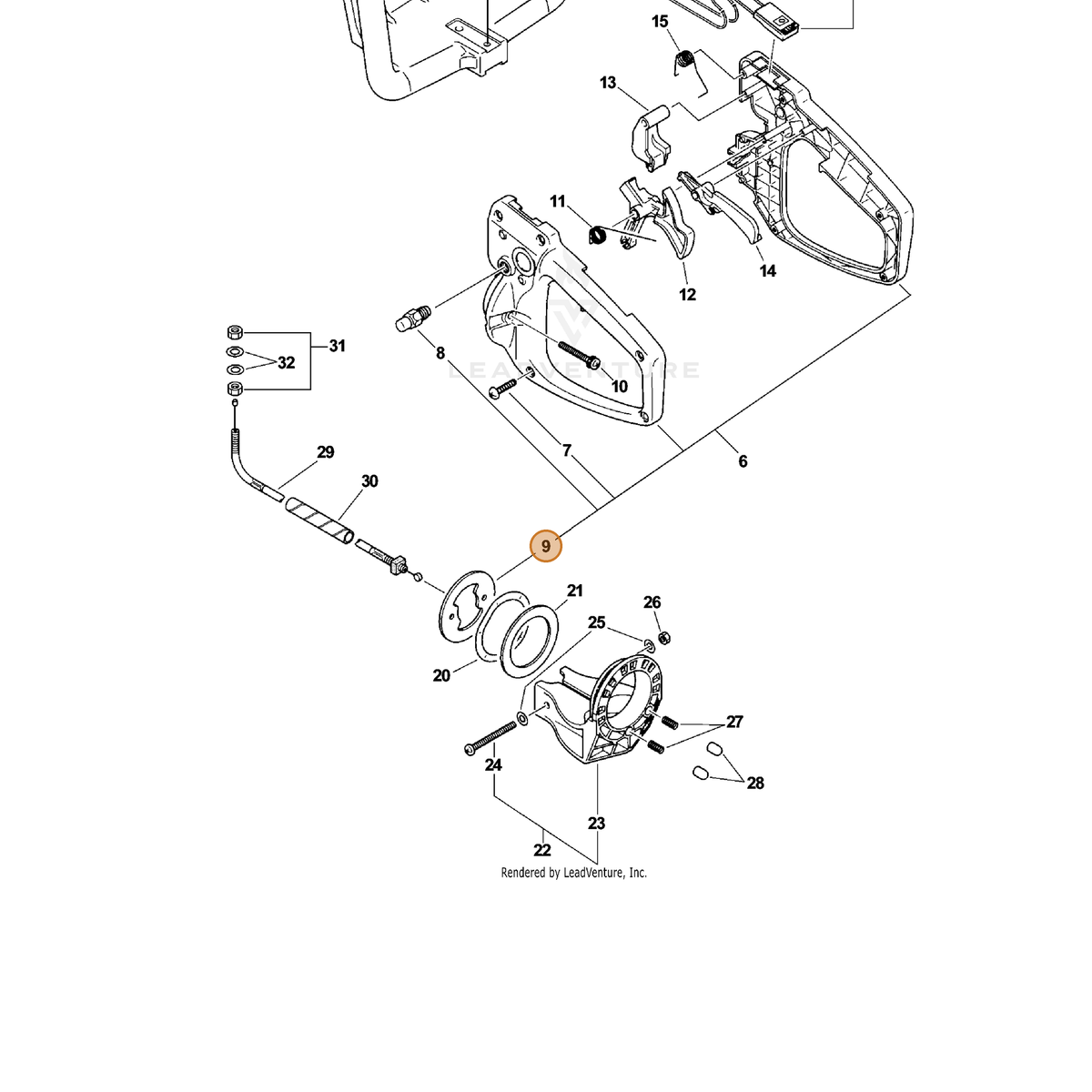 ECHO part 35131313361 — IPL diagram snippet (6x zoom, amber highlight)