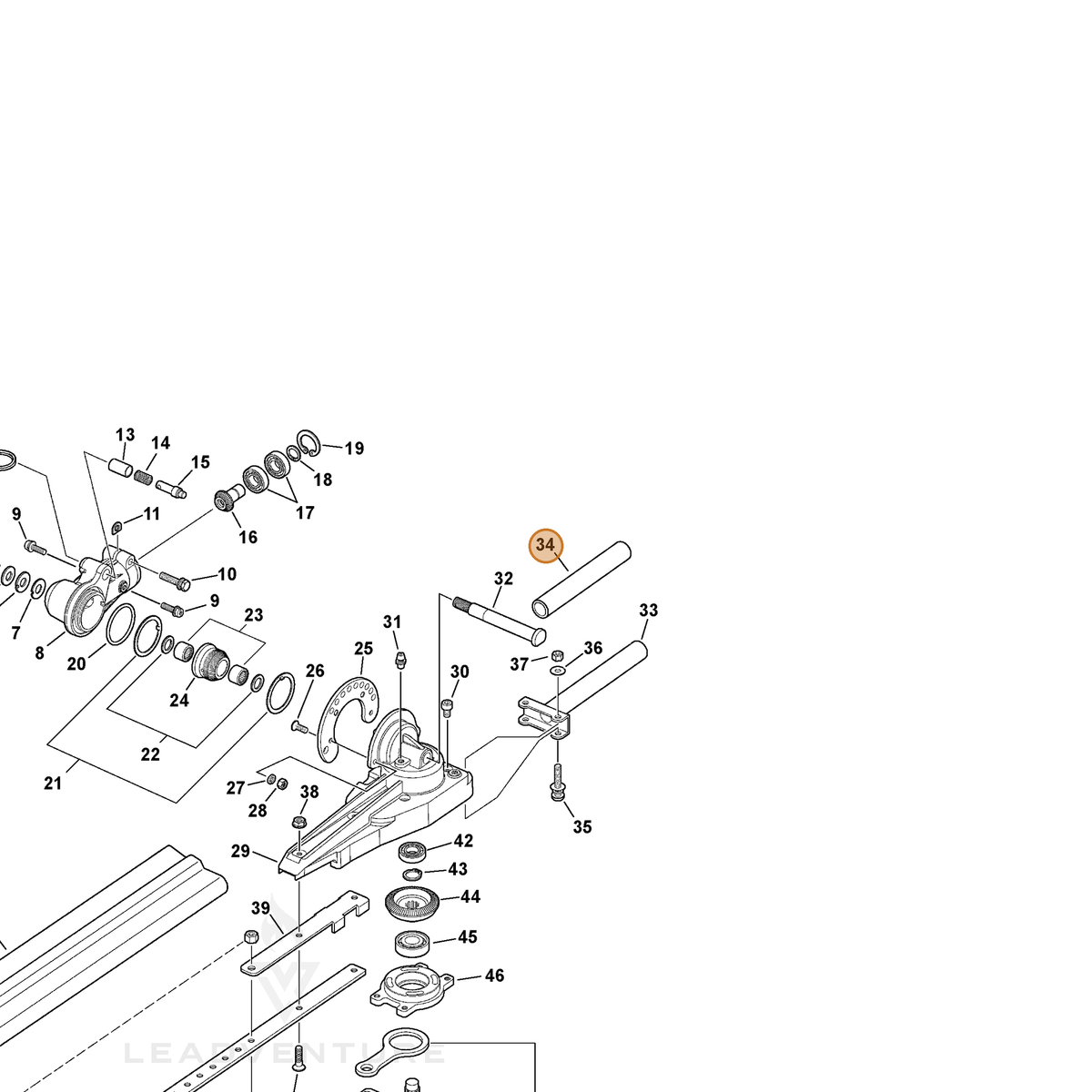 ECHO part 35131512360 — IPL diagram snippet (6x zoom, amber highlight)