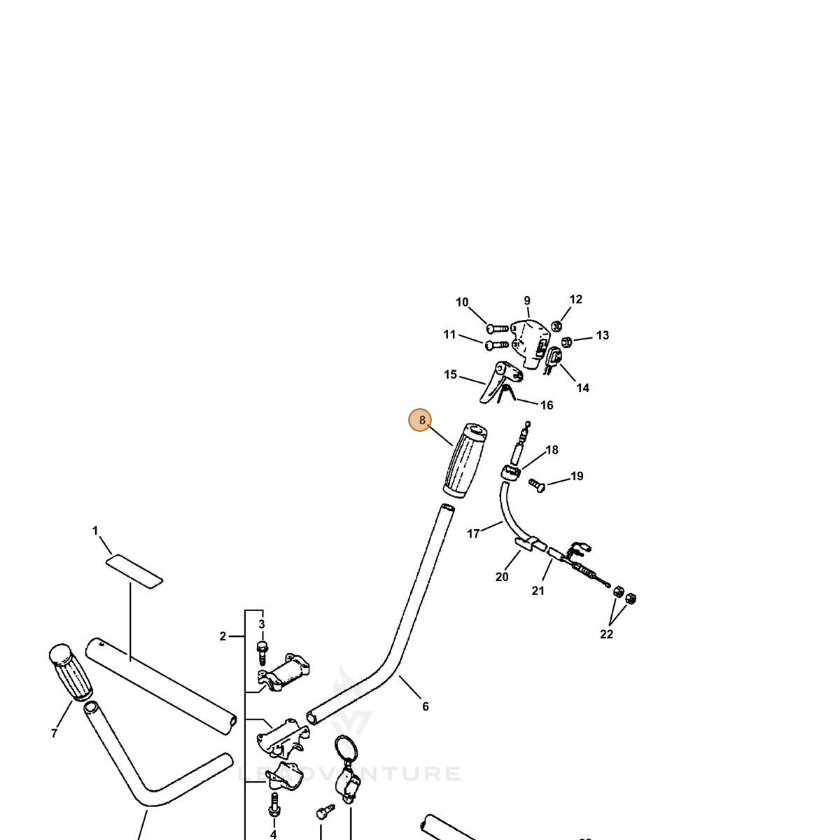 ECHO part 35131522130 — IPL diagram snippet (6x zoom, amber highlight)