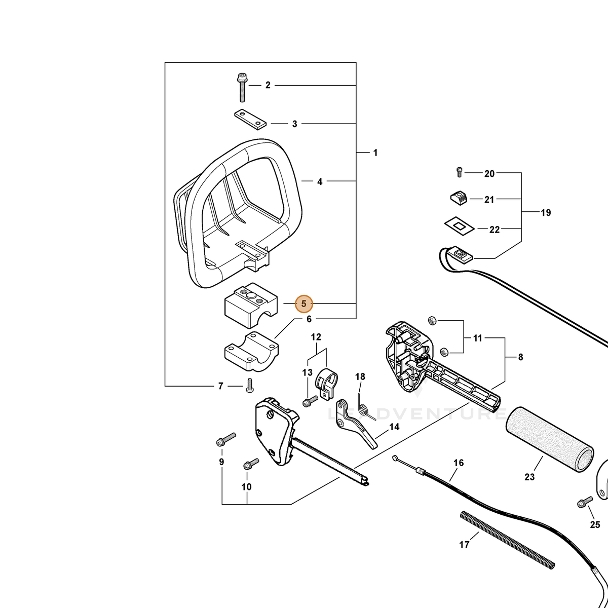 ECHO part 35141521460 — IPL diagram snippet (6x zoom, amber highlight)