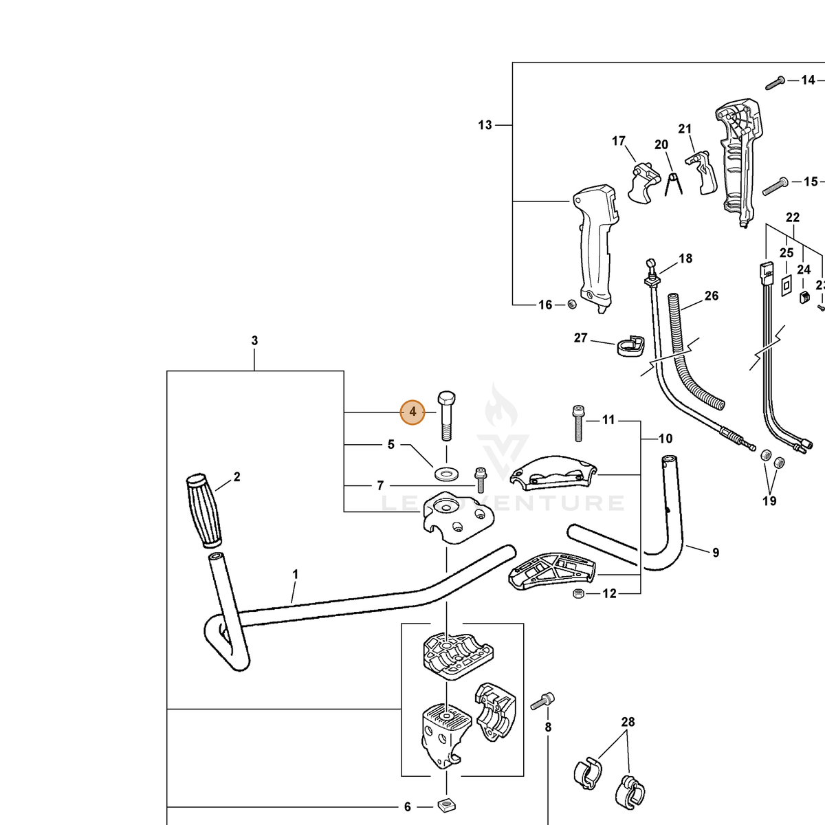 ECHO part 35142152130 — IPL diagram snippet (6x zoom, amber highlight)