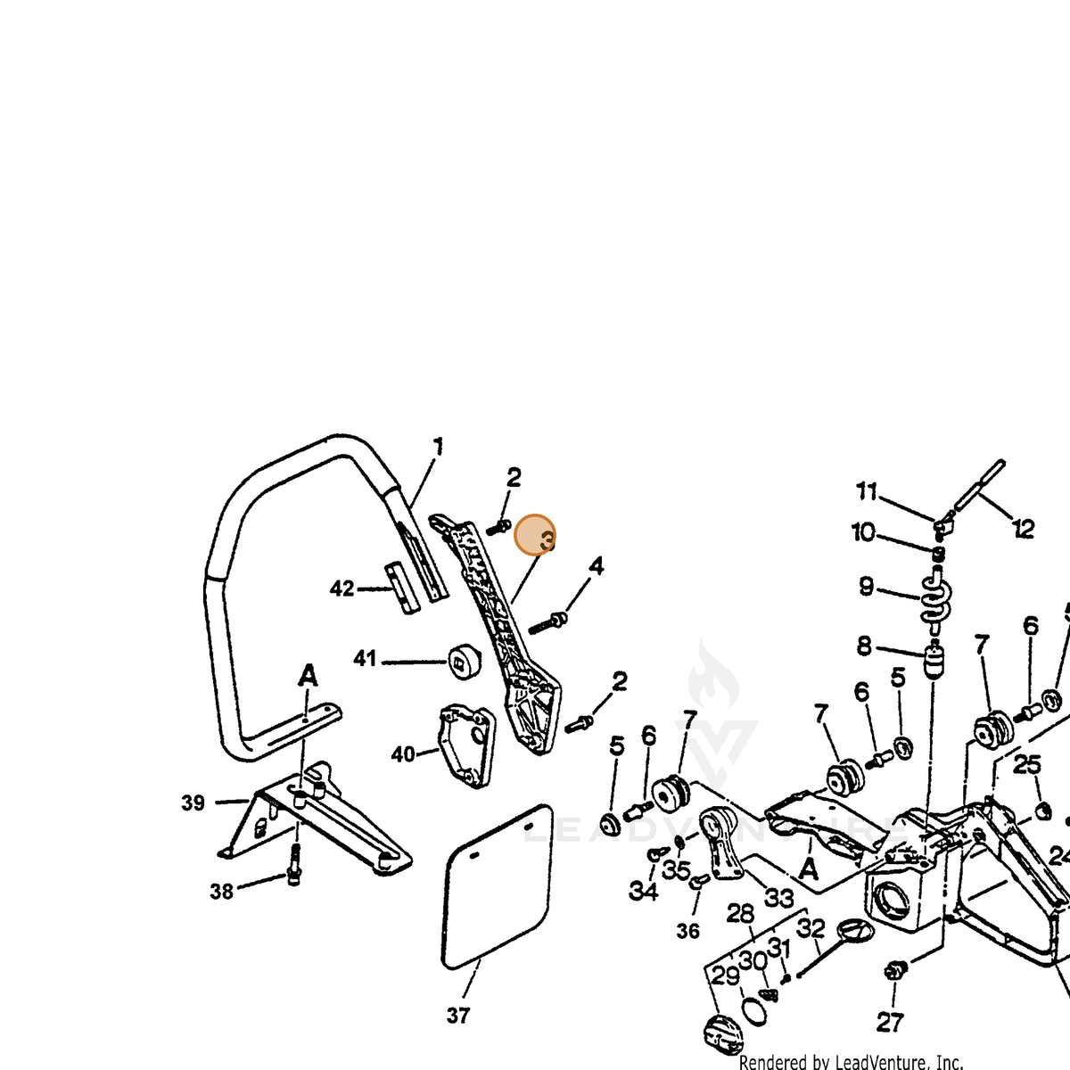 ECHO part 35160332430 — IPL diagram snippet (6x zoom, amber highlight)