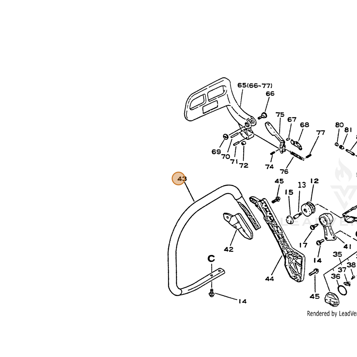 ECHO part 35160632530 — IPL diagram snippet (6x zoom, amber highlight)