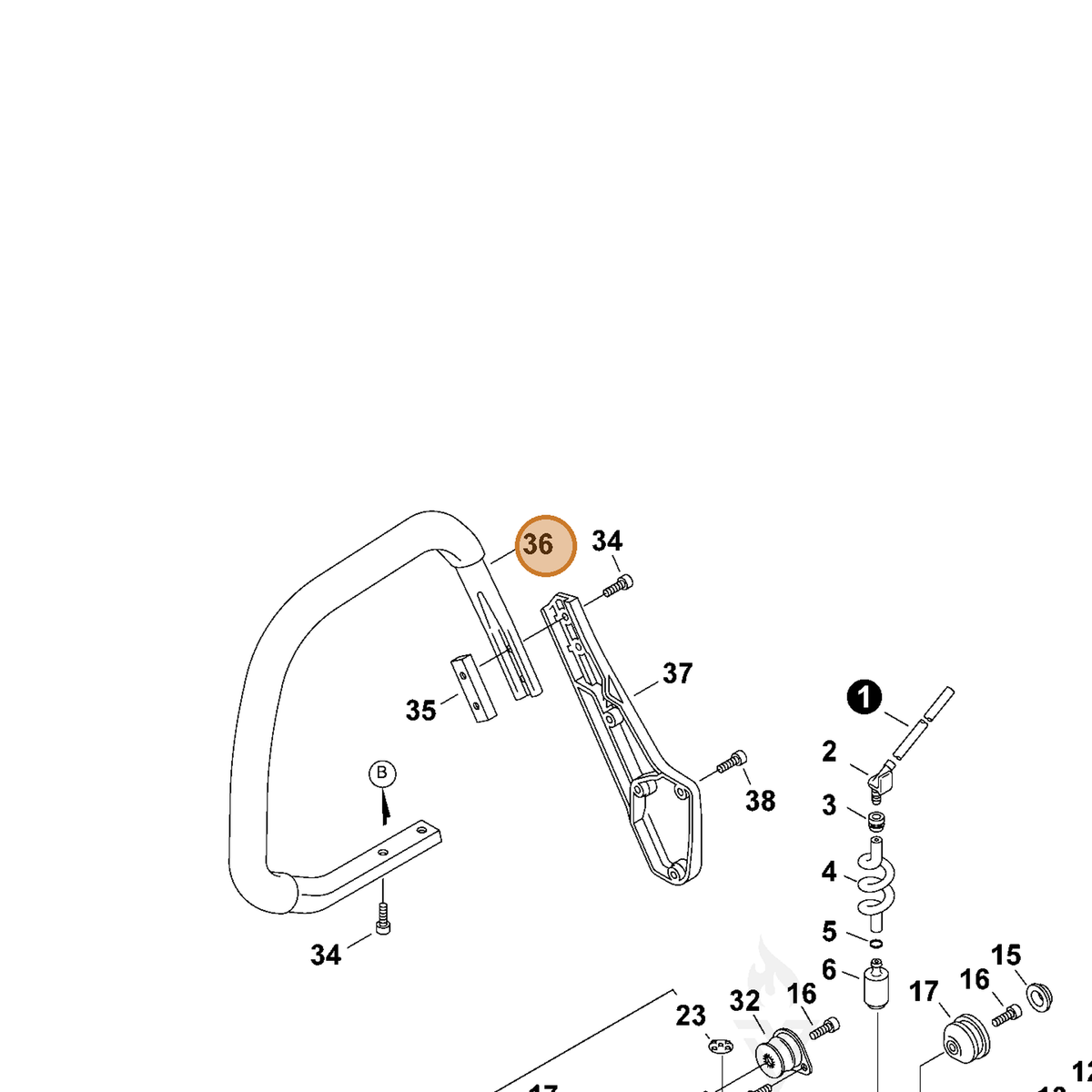 ECHO part 35160660831 — IPL diagram snippet (6x zoom, amber highlight)