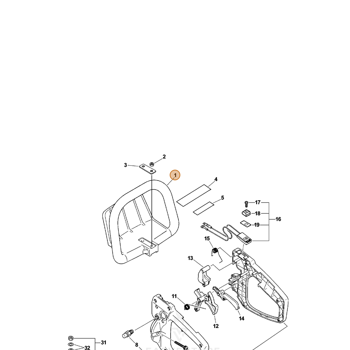 ECHO part 35161005360 — IPL diagram snippet (6x zoom, amber highlight)