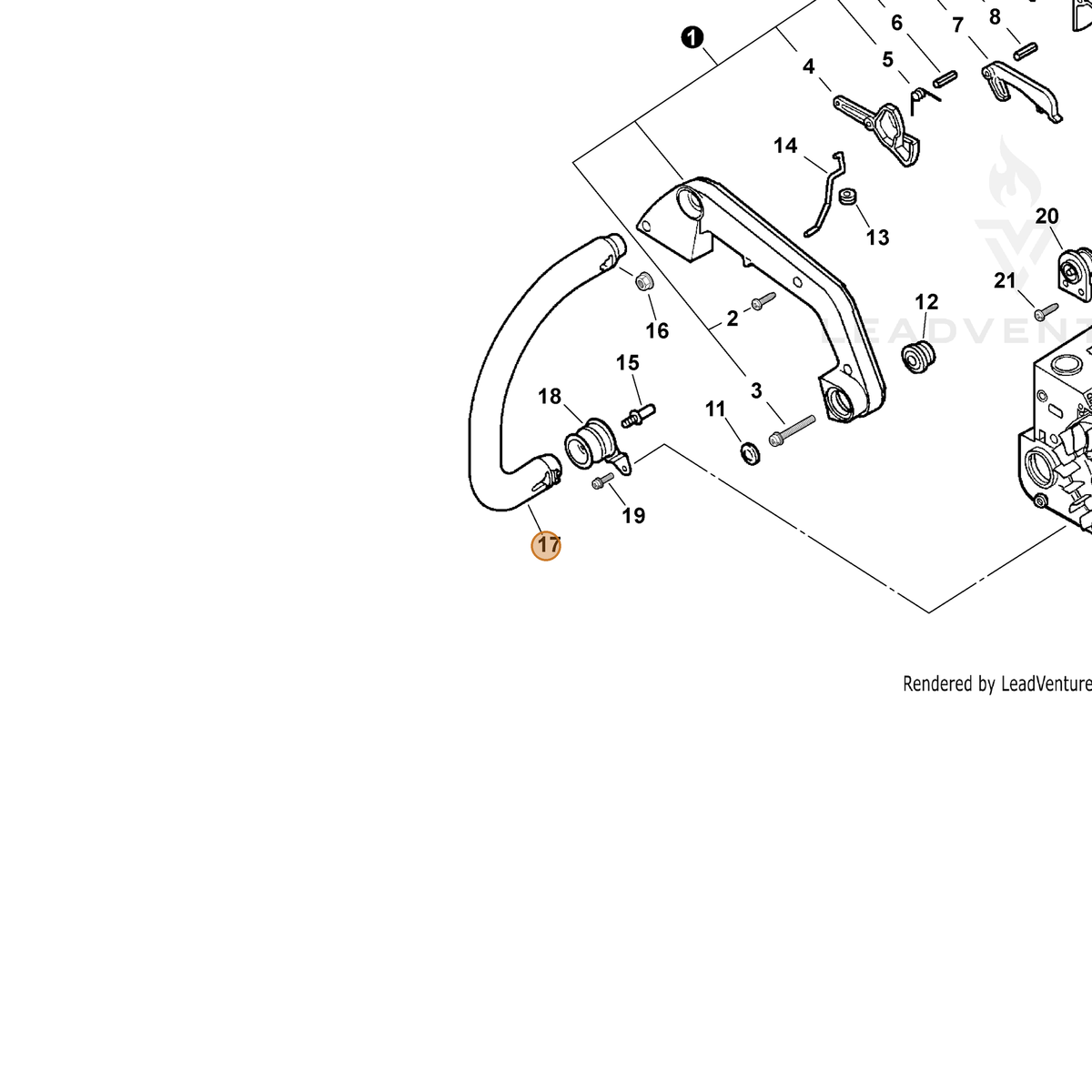 ECHO part 35161039130 — IPL diagram snippet (6x zoom, amber highlight)