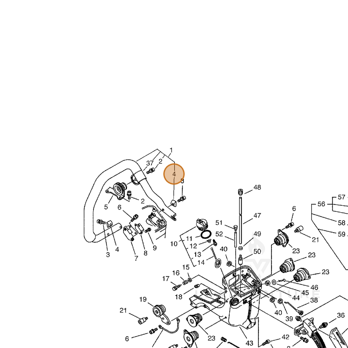 ECHO part 35161116430 — IPL diagram snippet (6x zoom, amber highlight)