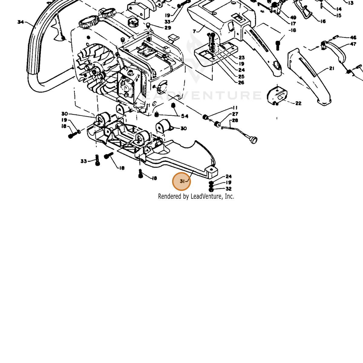 ECHO part 35161310231 — IPL diagram snippet (6x zoom, amber highlight)