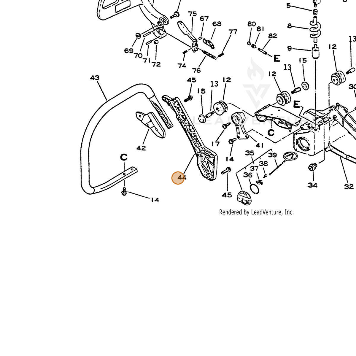 ECHO part 35161332330 — IPL diagram snippet (6x zoom, amber highlight)