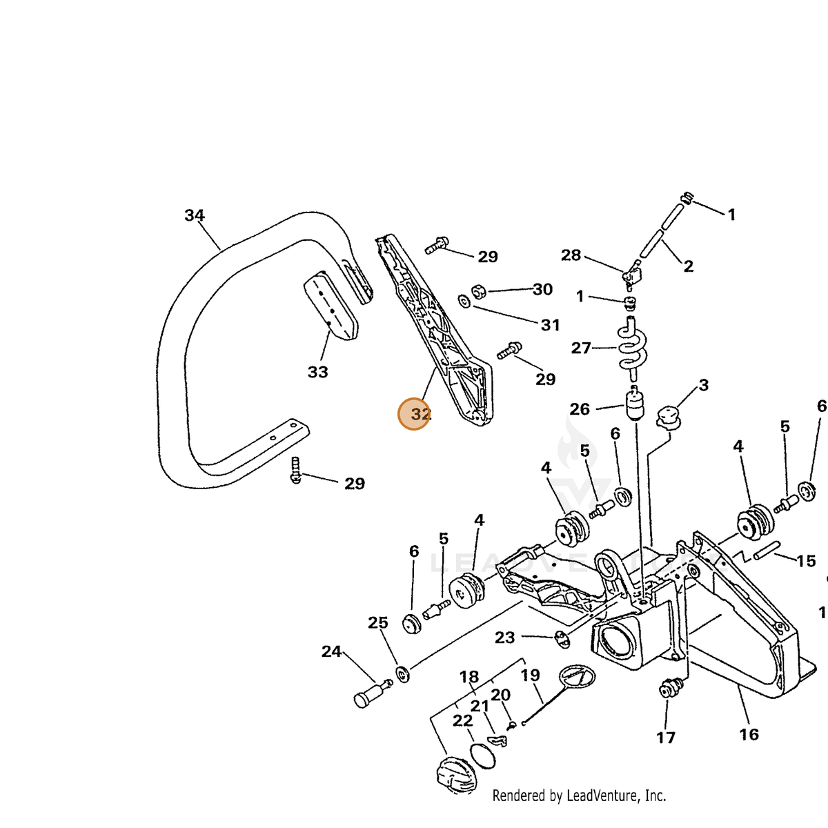 ECHO part 35161333930 — IPL diagram snippet (6x zoom, amber highlight)