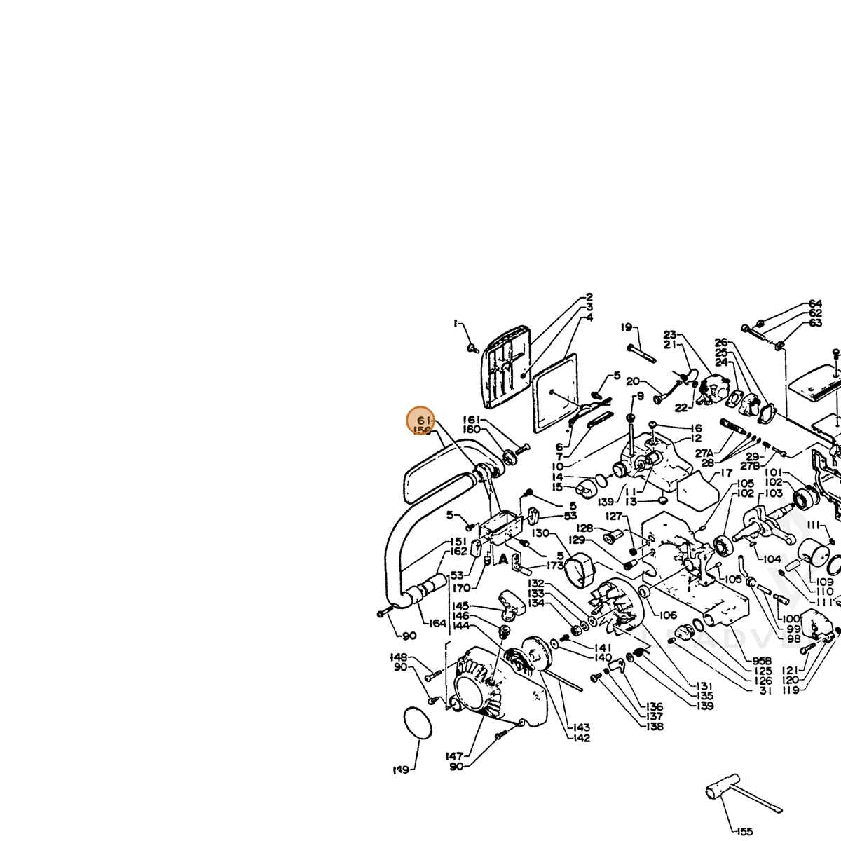 ECHO part 35161415032 — IPL diagram snippet (6x zoom, amber highlight)