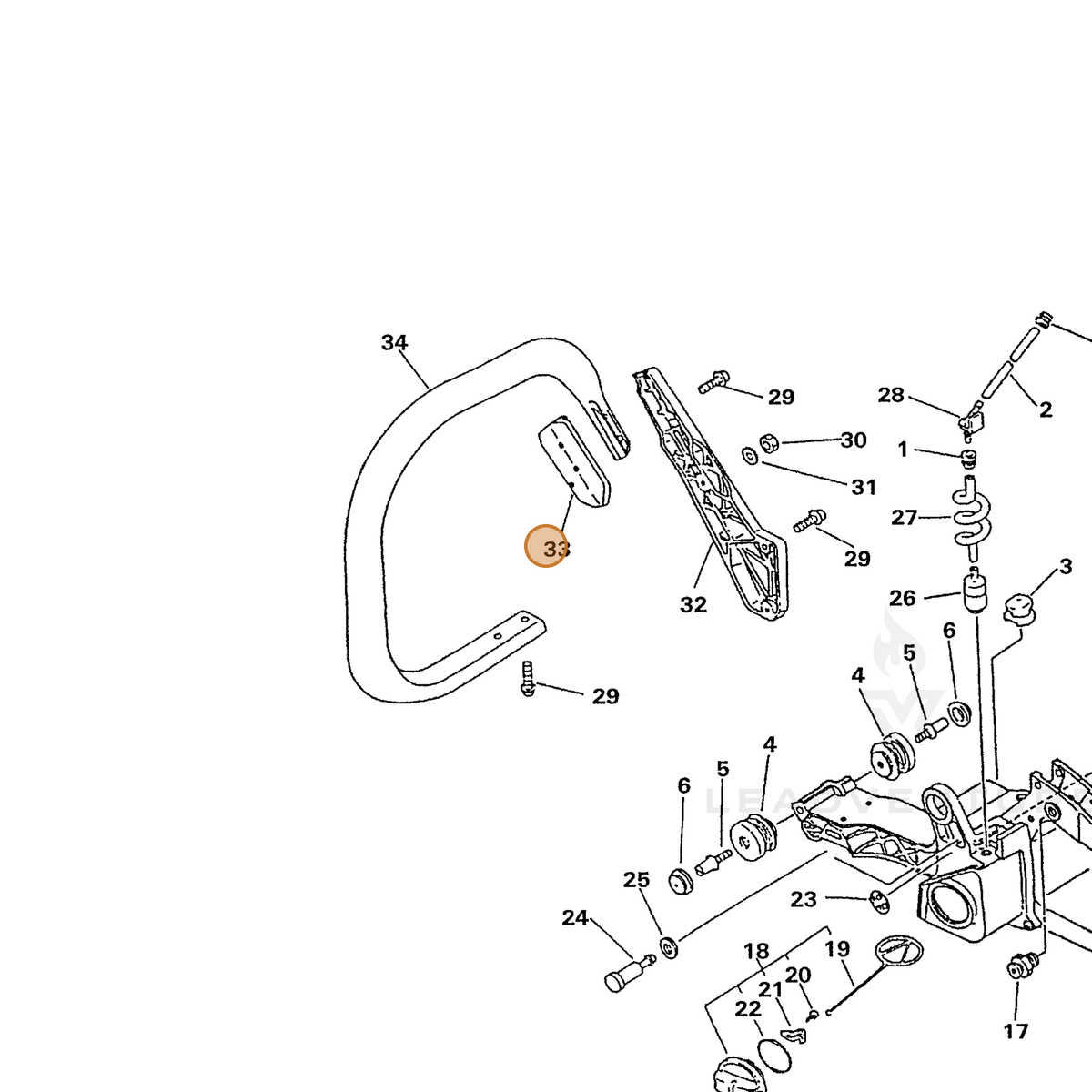 ECHO part 35161433930 — IPL diagram snippet (6x zoom, amber highlight)