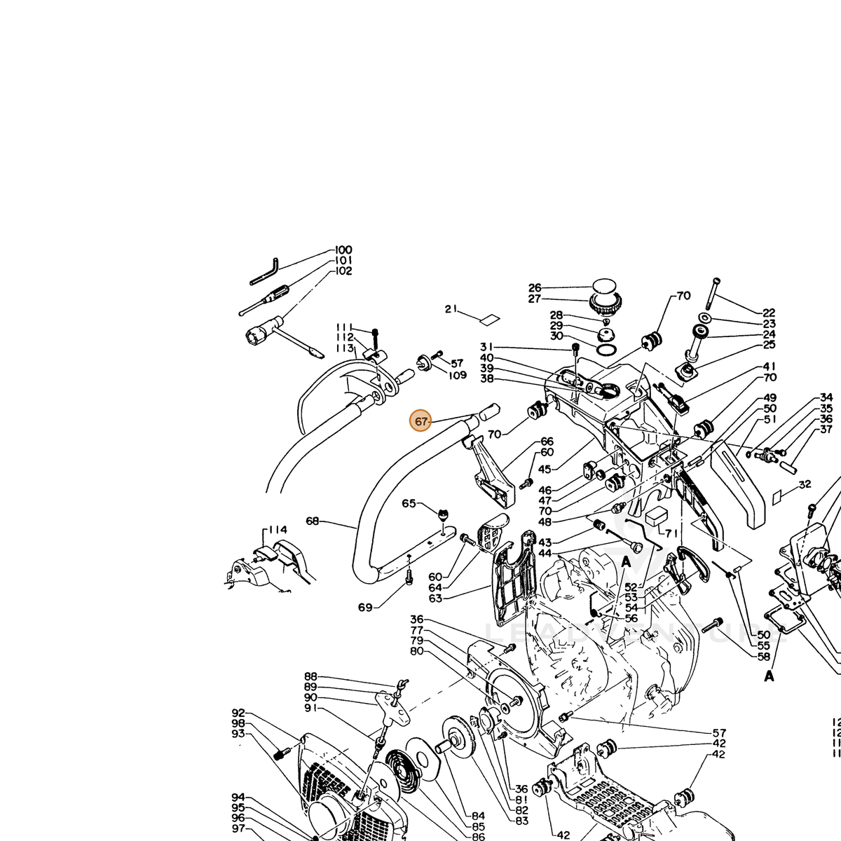 ECHO part 35161716130 — IPL diagram snippet (6x zoom, amber highlight)