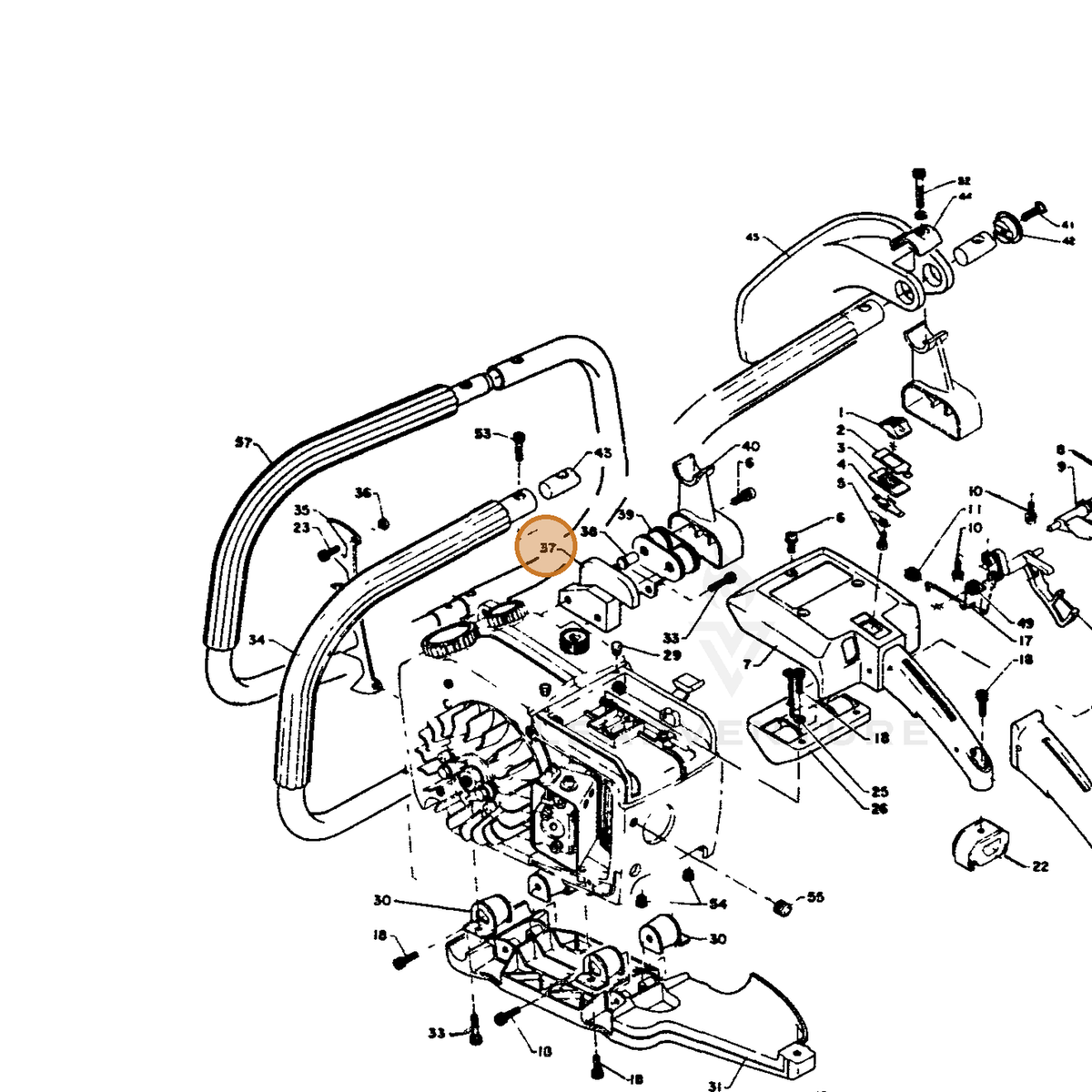 ECHO part 35163112130 — IPL diagram snippet (6x zoom, amber highlight)